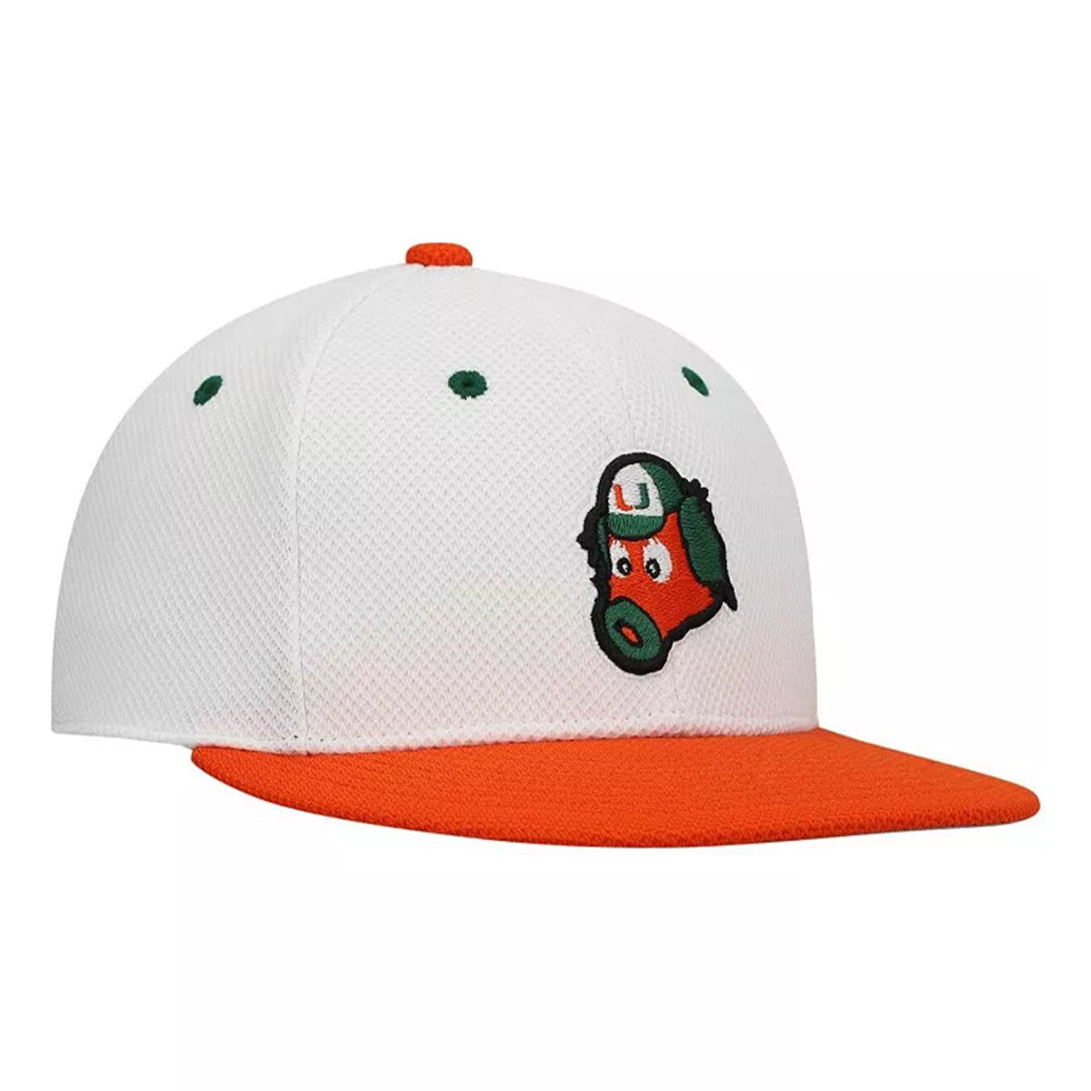 Adidas Miami Hurricanes Baseball Maniac Fitted Hat - Right Angled View