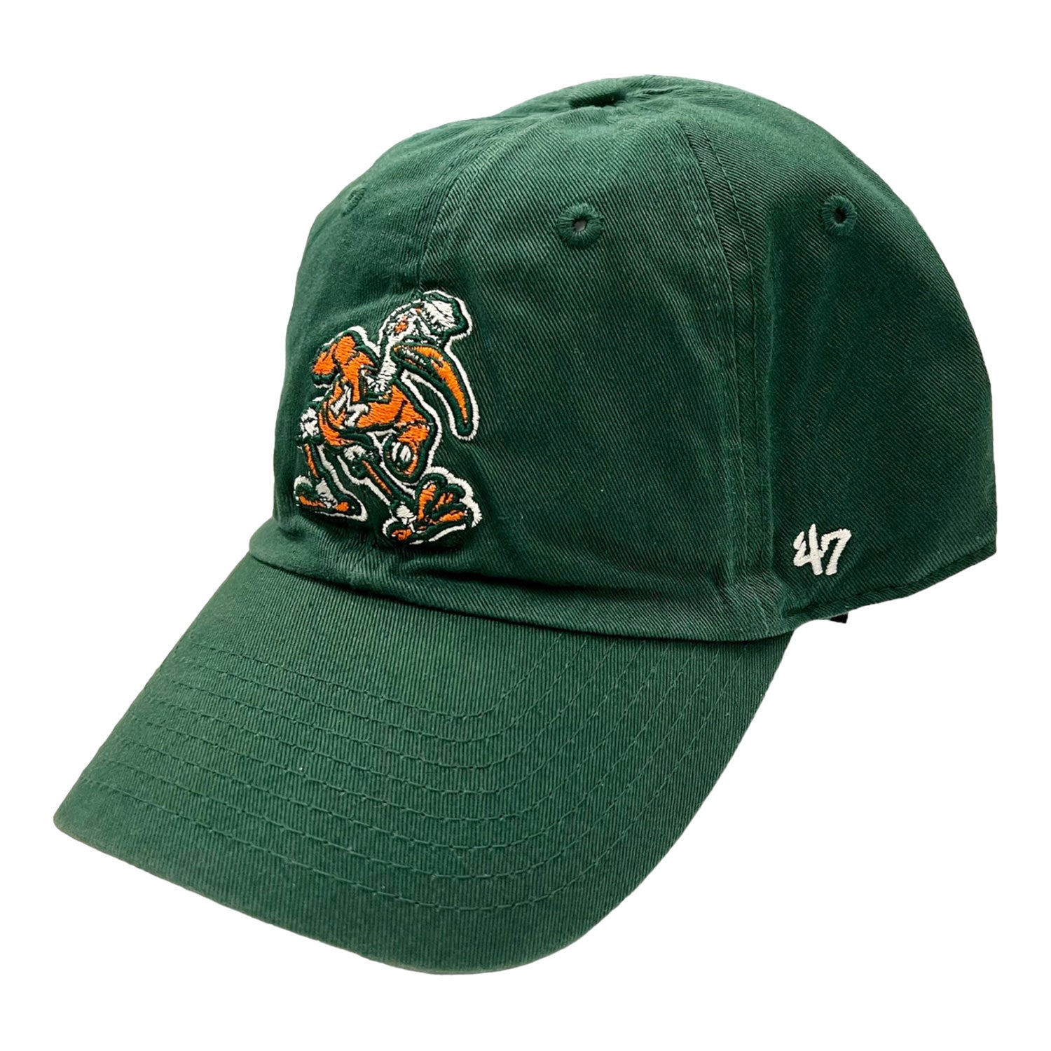 '47 Brand Miami Hurricanes Dark Green Clean Up Adjustable Hat - Main View