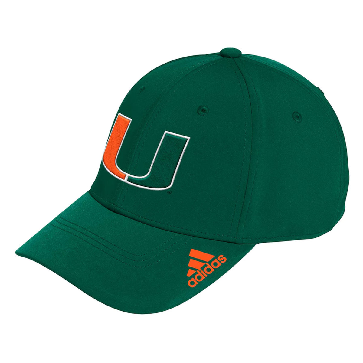 adidas Miami Hurricanes Green Locker Room Flex Fit Preformance Hat