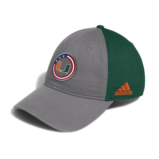 adidas Miami Hurricanes Grey & Green Military Appreciation Hat