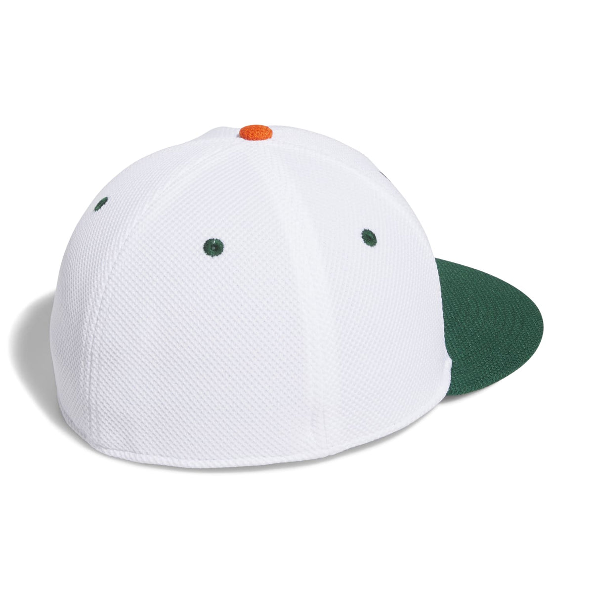 adidas Miami Hurricanes White Old English M Fitted Baseball Hat - Back Angled View