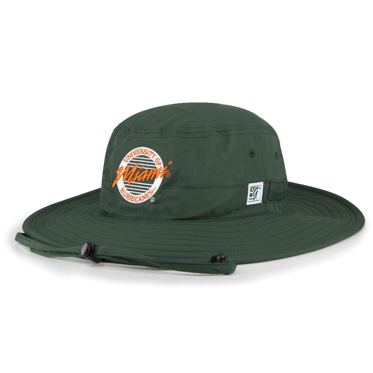 The Game Miami Hurricanes Green Miami Script Lightweight Bucket Hat - Front View