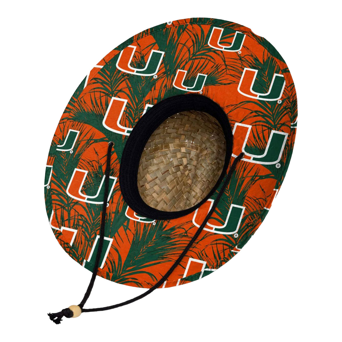 FOCO Miami Hurricanes Floral Straw Hat - Under Visor View