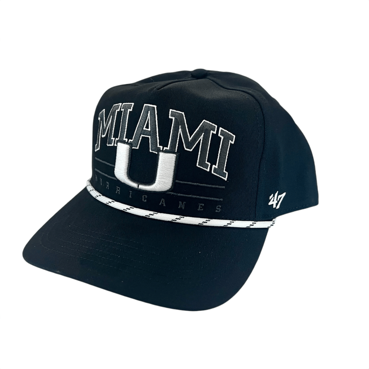 &#39;47 Brand Miami Hurricanes Black Overhand SnapBack