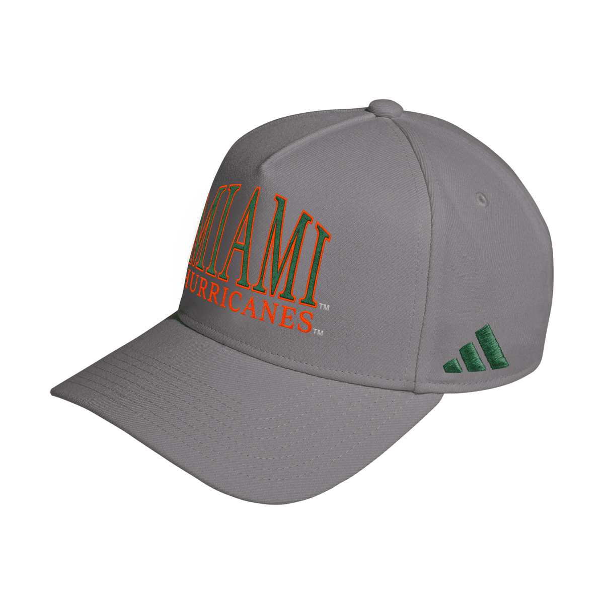 adidas Miami Hurricanes Grey Miami Hurricanes Adjustable Hat