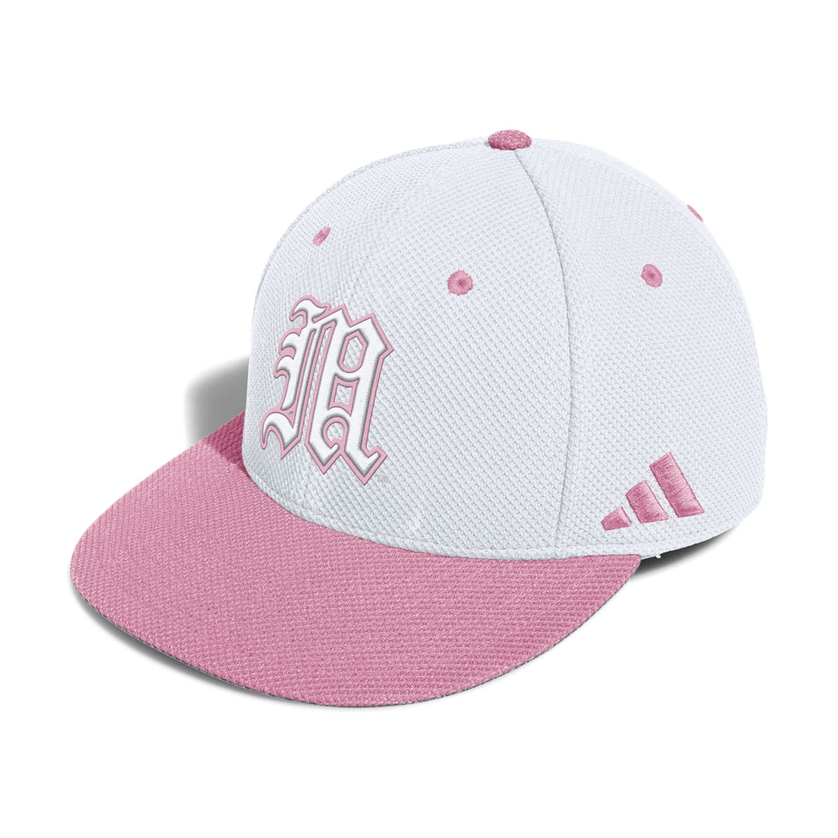 adidas Miami Hurricanes White Breast Cancer Awareness Old English &quot;M&quot; Fitted Baseball Hat