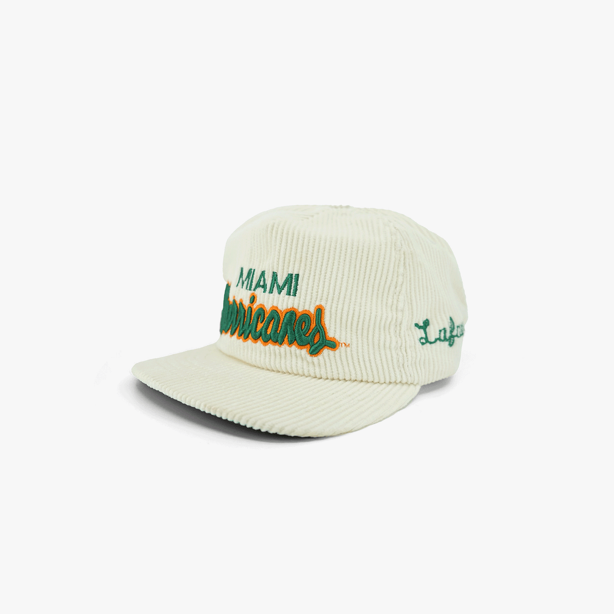 LAFAVRE Miami Hurricanes Cream Corduroy  Adjustable Hat