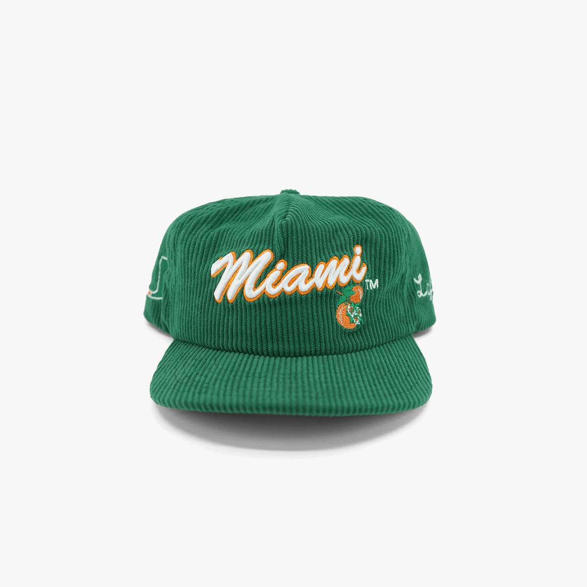 LAFAVRE Miami Hurricanes Green Corduroy  Adjustable Hat