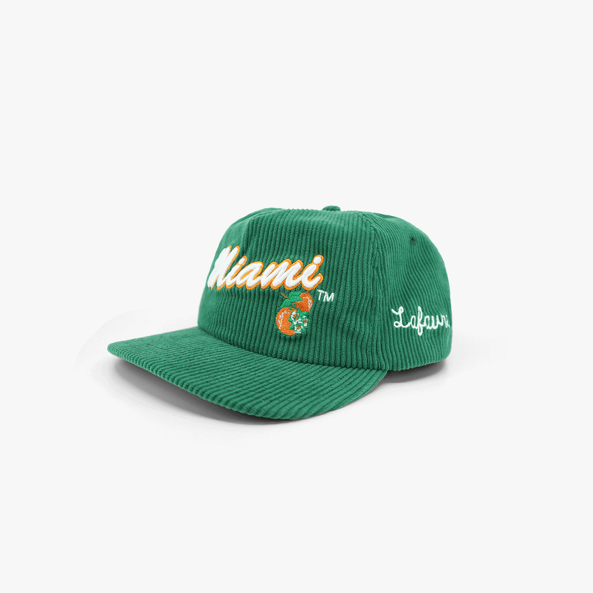 LAFAVRE Miami Hurricanes Green Corduroy  Adjustable Hat