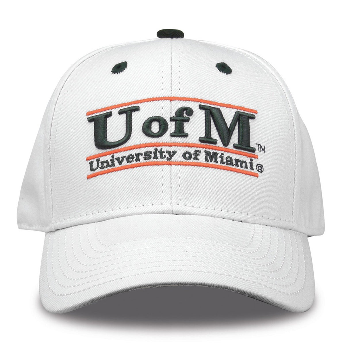 The Game Miami Hurricanes White U of M University of Miami Classic Bar Adjustable Hat