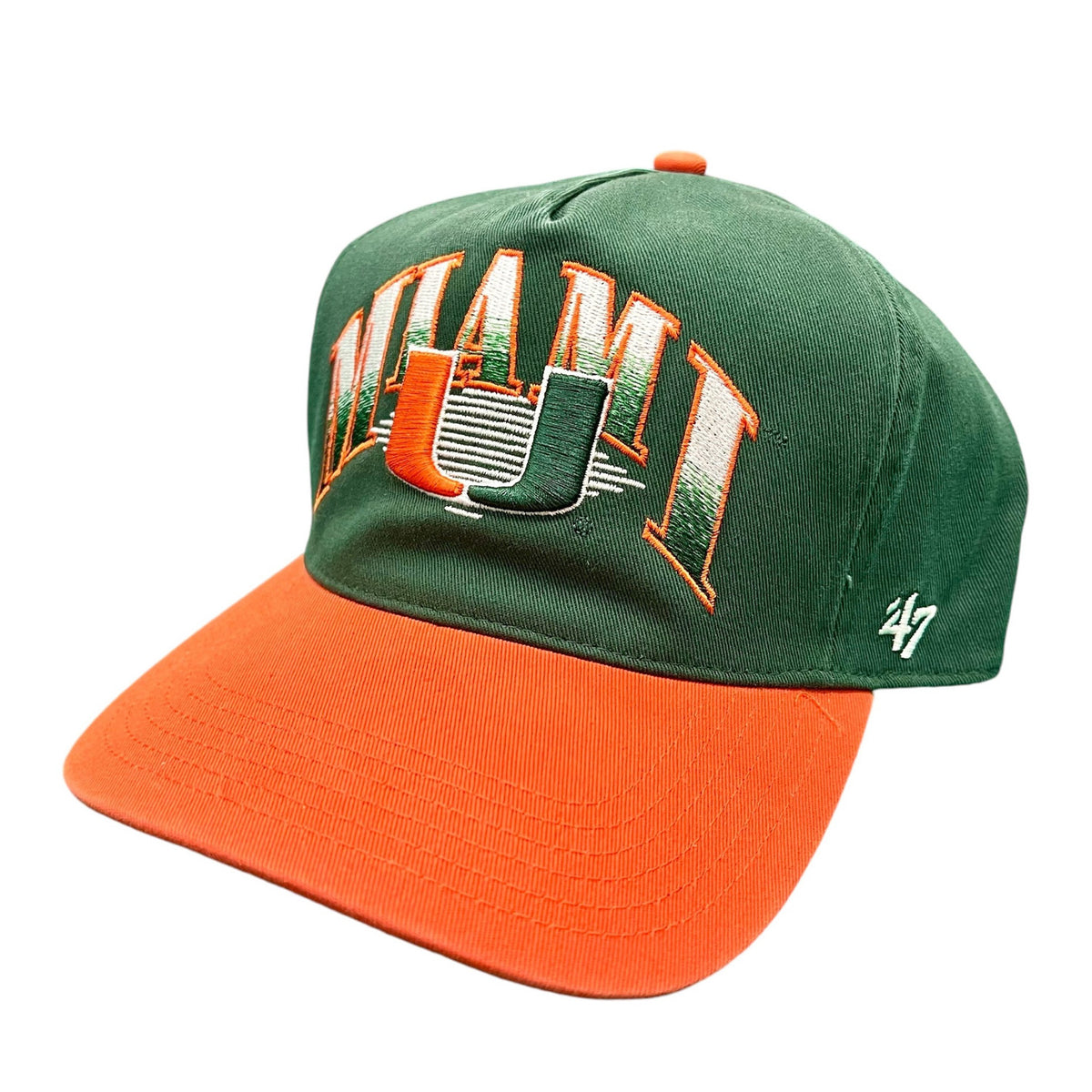 &#39;47 Brand Miami Hurricanes Green Embroidered Miami U Logo HITCH Snapback