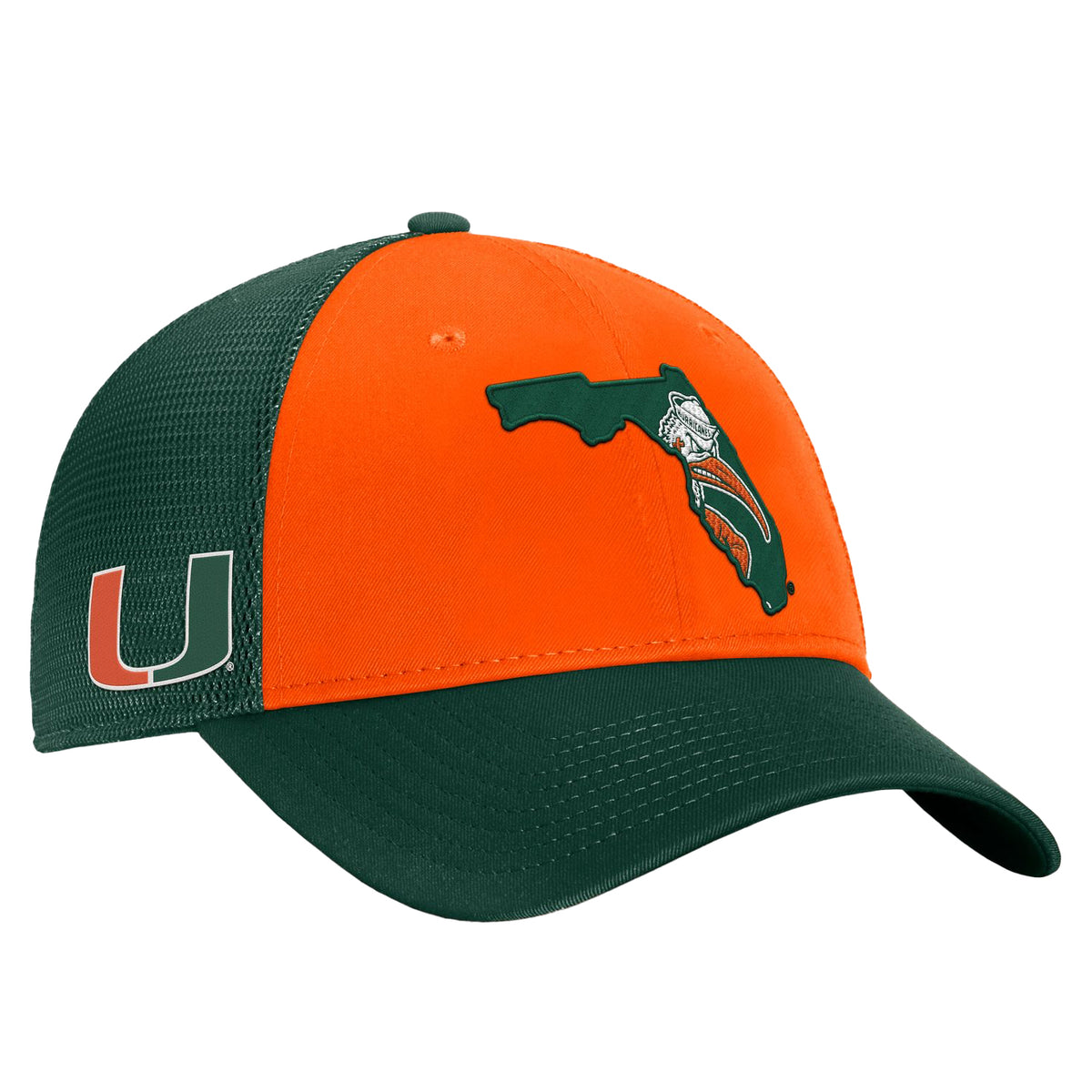 Top of the World Miami Hurricanes  Green &amp; Orange Florida Sebastian Trucker SnapBack Hat