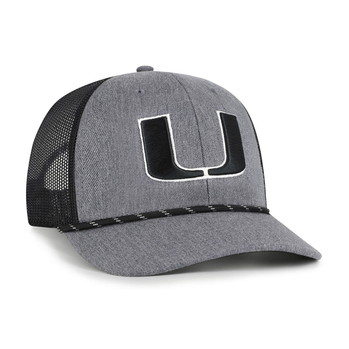 '47 Brand Miami Hurricanes Grey Trucker Adjustable Hat with Black Mesh