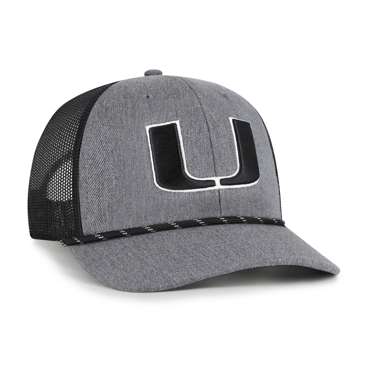 &#39;47 Brand Miami Hurricanes Grey Trucker Adjustable Hat with Black Mesh