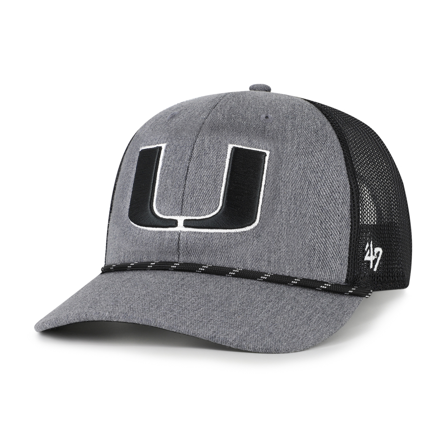 '47 Brand Miami Hurricanes Grey Trucker Adjustable Hat with Black Mesh