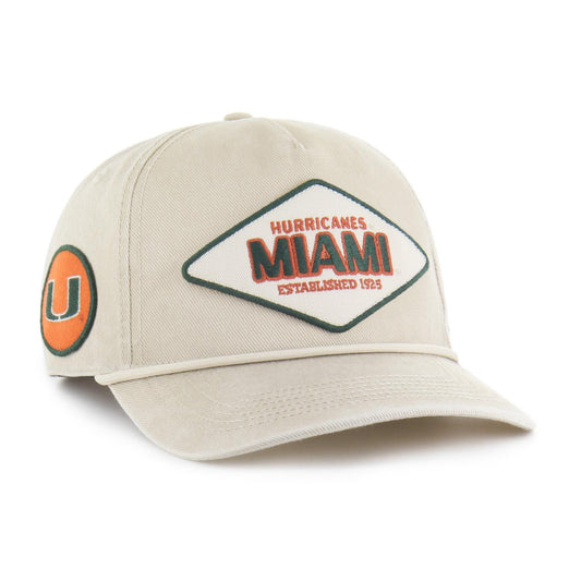 '47 Brand Miami Hurricanes Beige Patch Hat