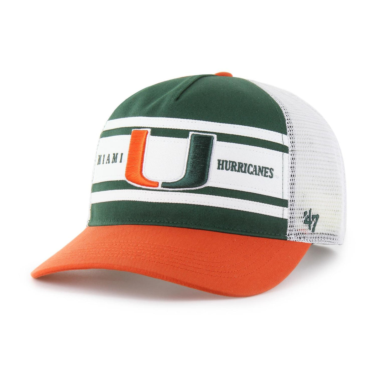 &#39;47 Brand Miami Hurricanes Green &amp; Orange Retro Trucket Hat