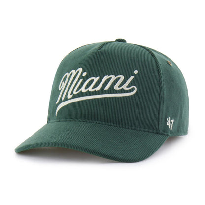 '47 Brand Miami Hurricanes Green Miami Corduroy Adjustable Hat
