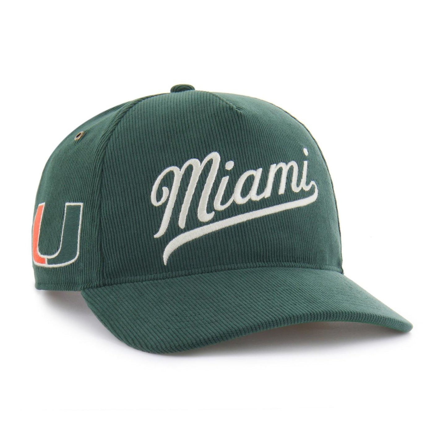'47 Brand Miami Hurricanes Green Miami Corduroy Adjustable Hat