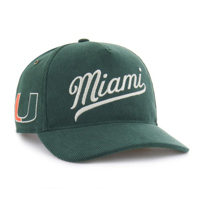 '47 Brand Miami Hurricanes Green Miami Corduroy Adjustable Hat
