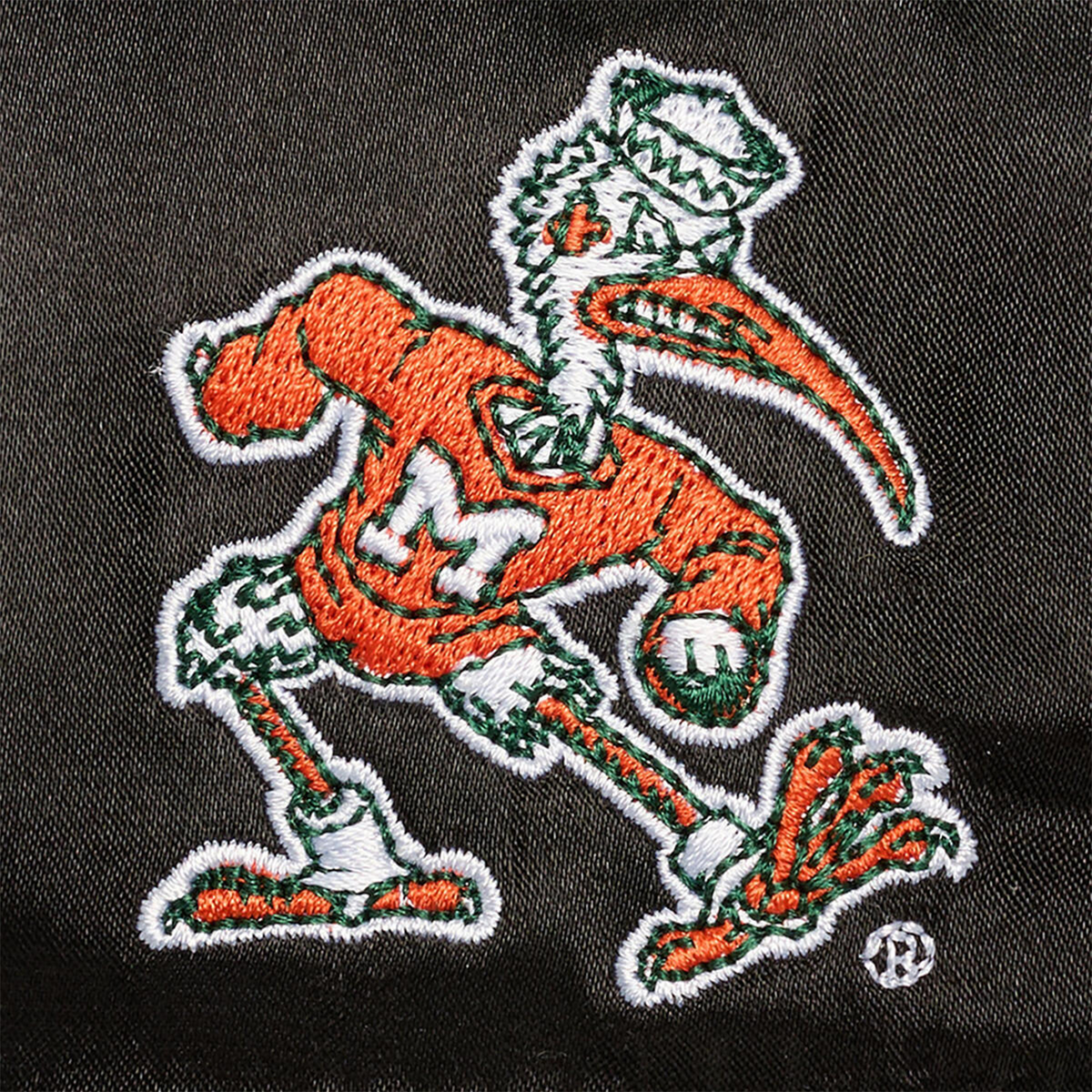 MITCHELL &amp; NESS Miami Hurricanes Black Satin Snapback Hat