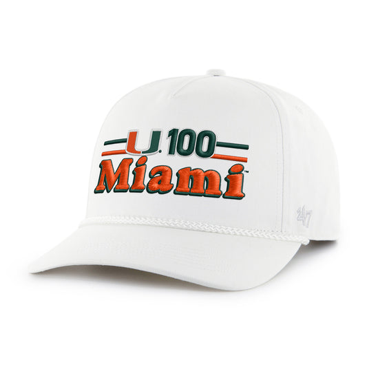 '47 Brand Miami Hurricanes White U100 Campscape Hitch Relaxed Fit Hat