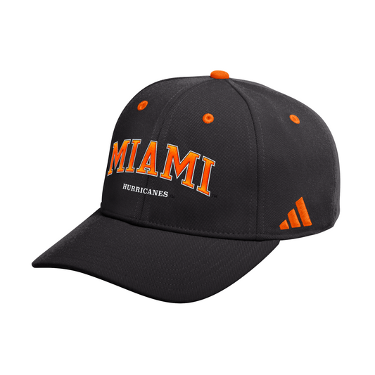 adidas Miami Hurricanes Black and Orange Miami Flex Fitted Hat