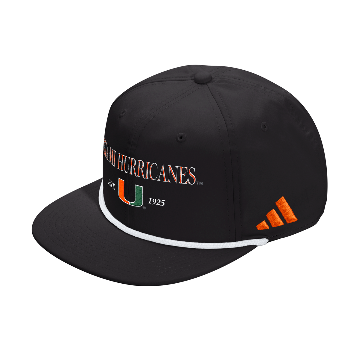 adidas Miami Hurricanes Black Rope Strapback Hat