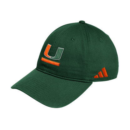 adidas Miami Hurricanes Green U Bar Adjustable Hat