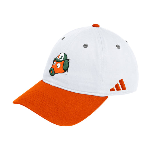adidas Miami Hurricanes White Vintage Sebastian Adjustable Hat - Front View