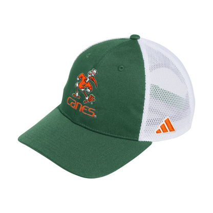 adidas Miami Hurricanes Green Sebastian the Ibis Canes Slouch Trucker Hat