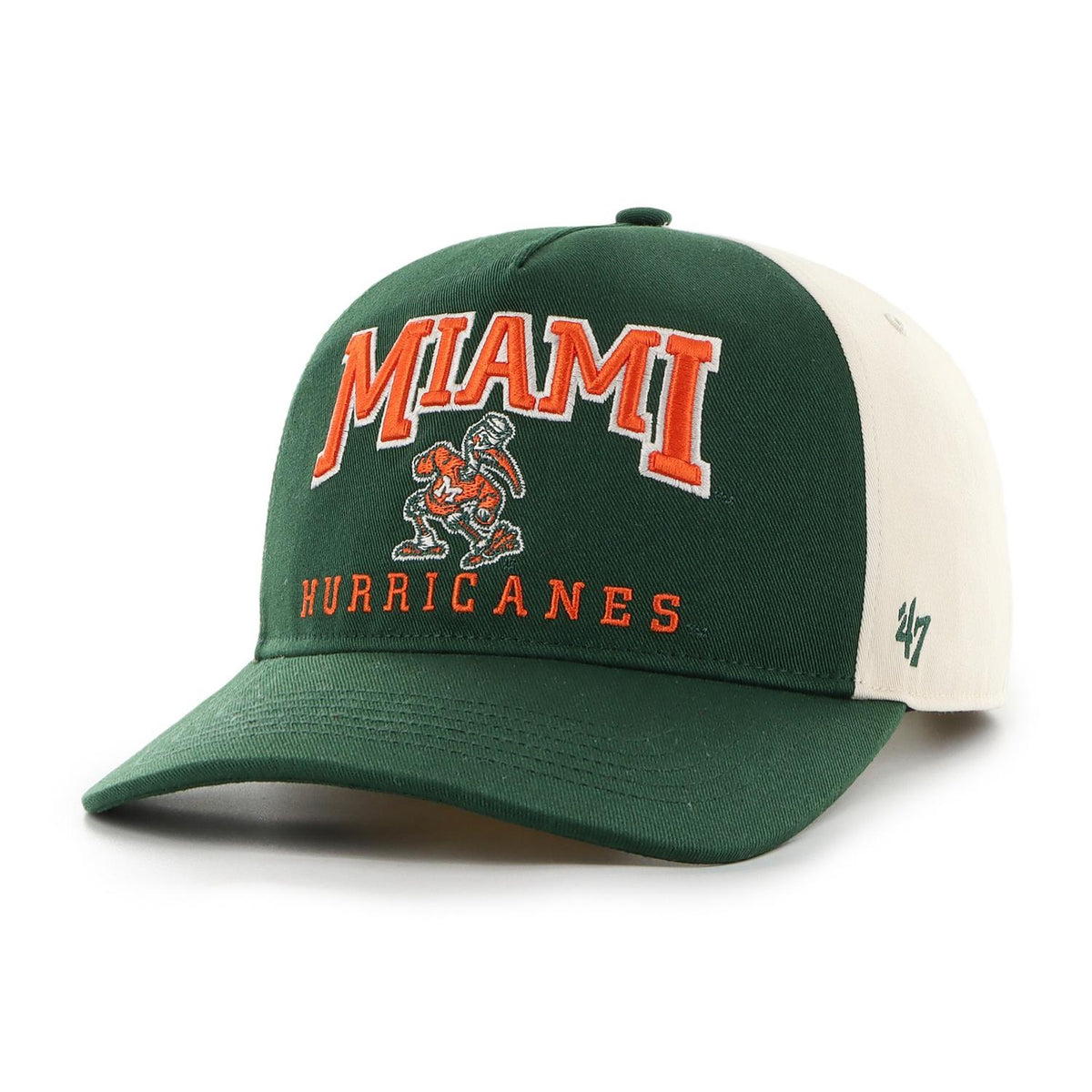 &#39;47 Brand Miami Hurricanes Green Throwback Sebastian Snapback Hat