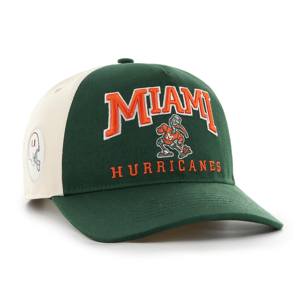 &#39;47 Brand Miami Hurricanes Green Throwback Sebastian Snapback Hat