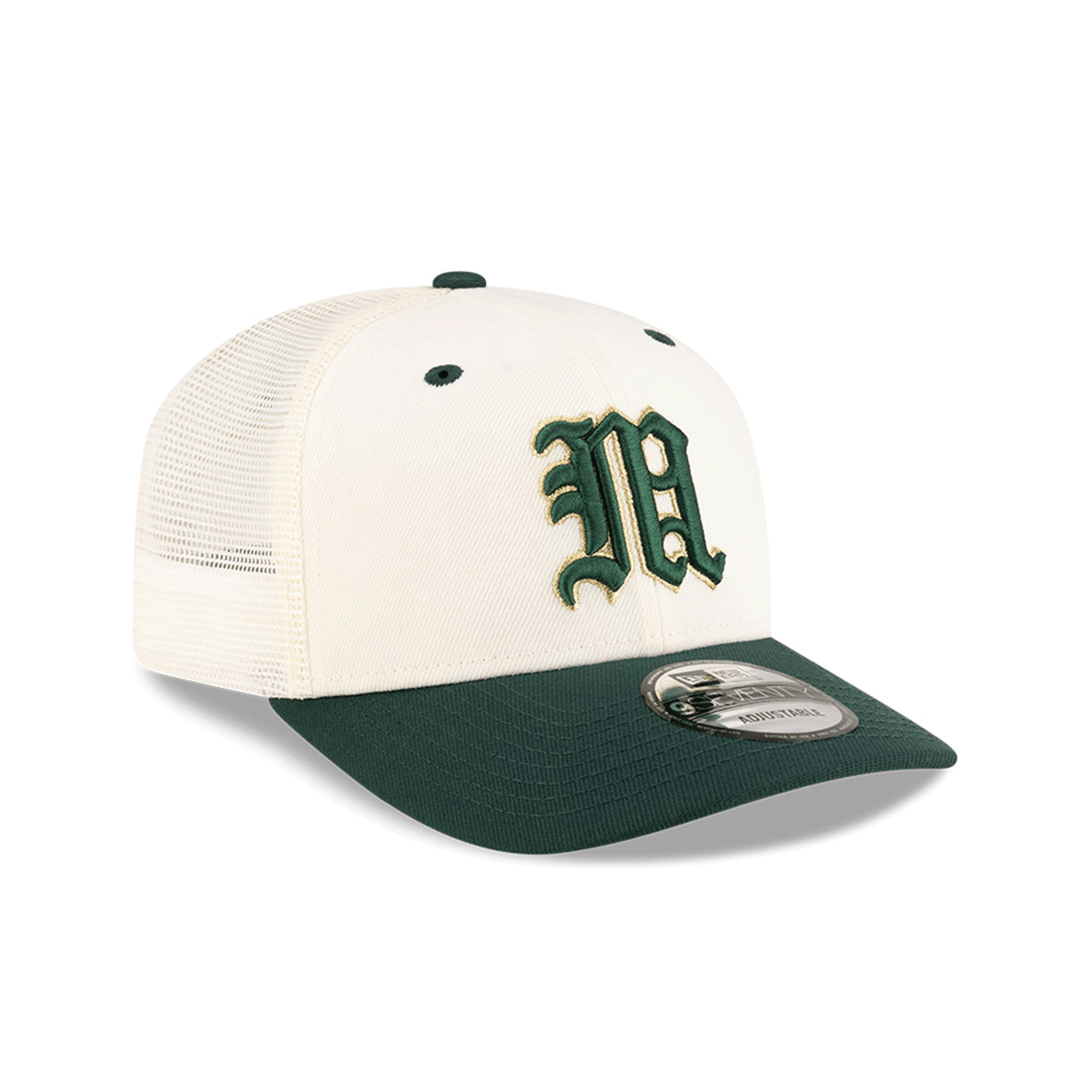 New Era Miami Hurricanes White Old English &quot;M&quot; On-Field 9SEVENTY Trucker
 Snapback Hat