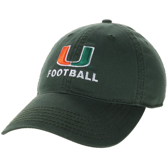 Legacy Miami Hurricanes Green U Football Adjustable Hat