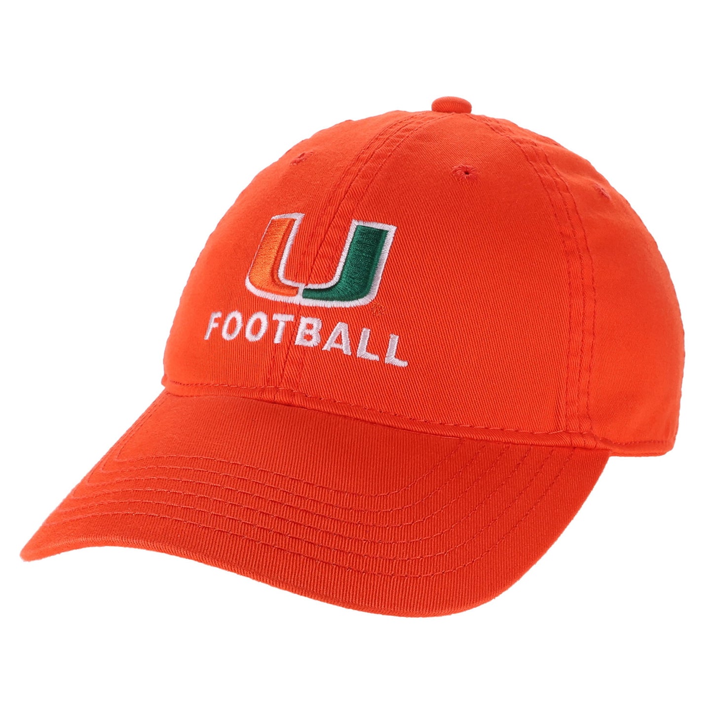 Legacy Miami Hurricanes Orange U Football Adjustable Hat