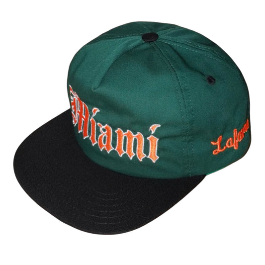 Lafavre Miami Hurricanes Green and Black Old English Miami Adjustable Hat