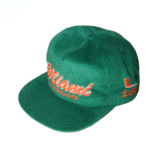 Lafavre Miami Hurricanes Green Miami Corduroy Adjustable Hat