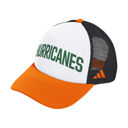 adidas Miami Hurricanes Orange Hurricanes Adjustable Trucker Hat
