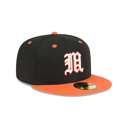 New Era Miami Hurricanes Black and Orange Old English "M" 59FIFTY Fitted Hat