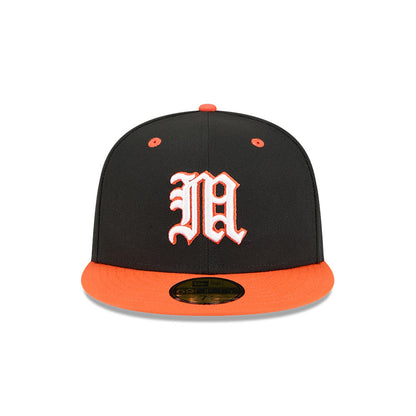 New Era Miami Hurricanes Black and Orange Old English "M" 59FIFTY Fitted Hat