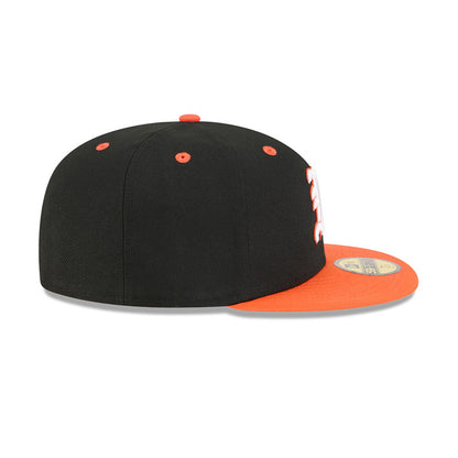 New Era Miami Hurricanes Black and Orange Old English "M" 59FIFTY Fitted Hat