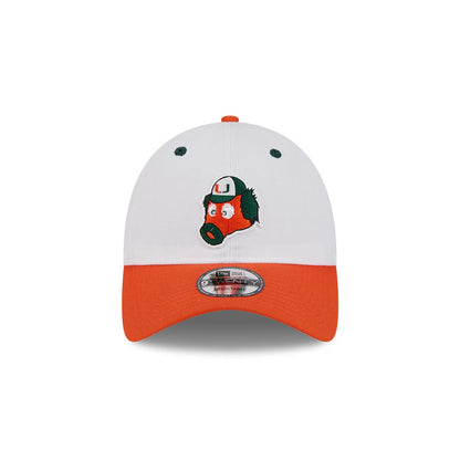 New Era Miami Hurricanes White and Orange Maniac 9TWENTY Adjustable Hat