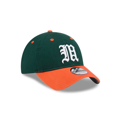 New Era Miami Hurricanes Green and Orange Old English "M" 9TWENTY Adjustable Hat