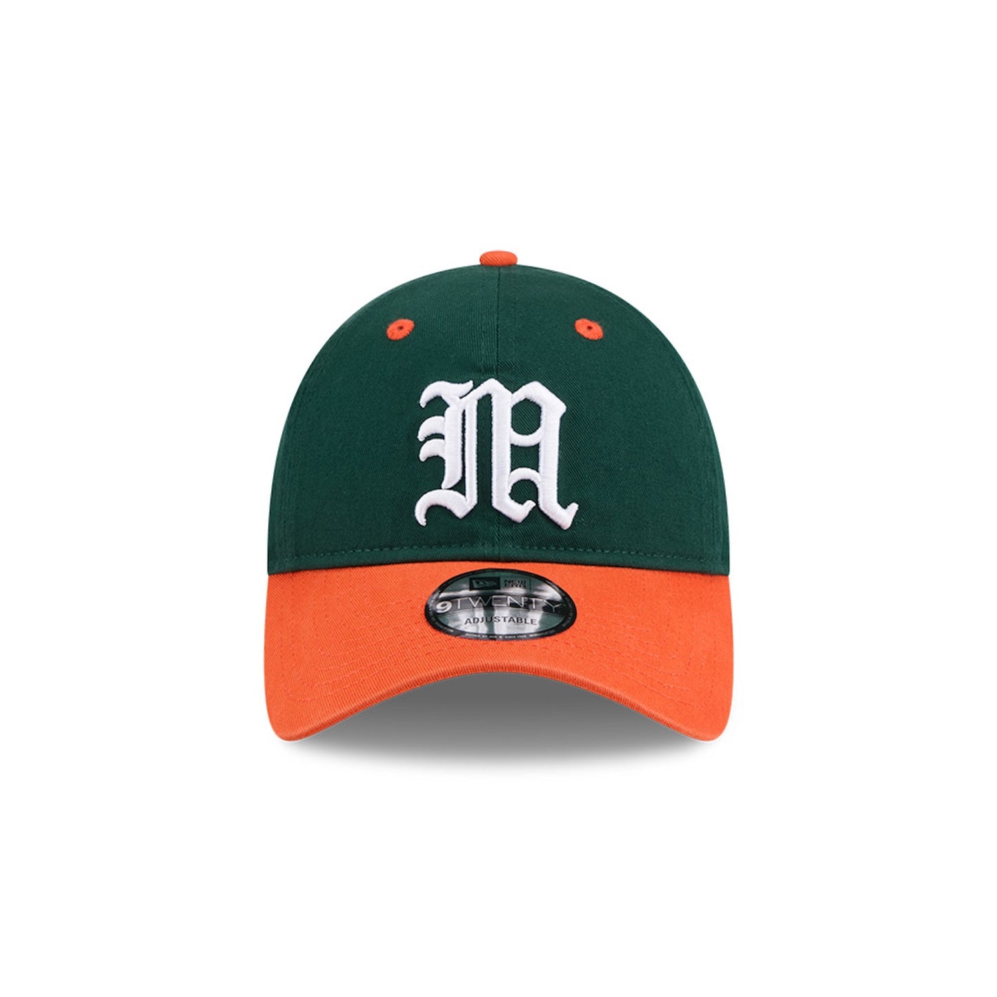 New Era Miami Hurricanes Green and Orange Old English "M" 9TWENTY Adjustable Hat