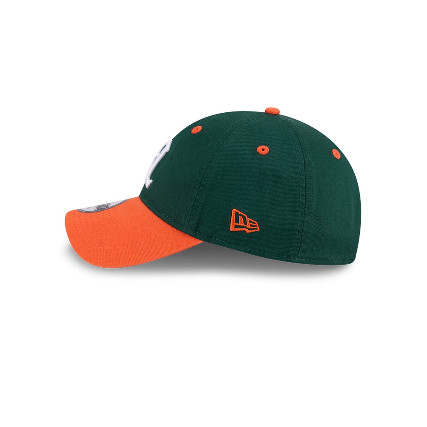New Era Miami Hurricanes Green and Orange Old English "M" 9TWENTY Adjustable Hat