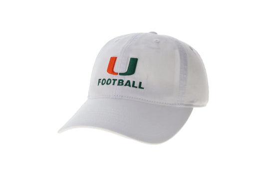 Legacy Miami Hurricanes White U Football Relaxed Twill Adjustable Hat
