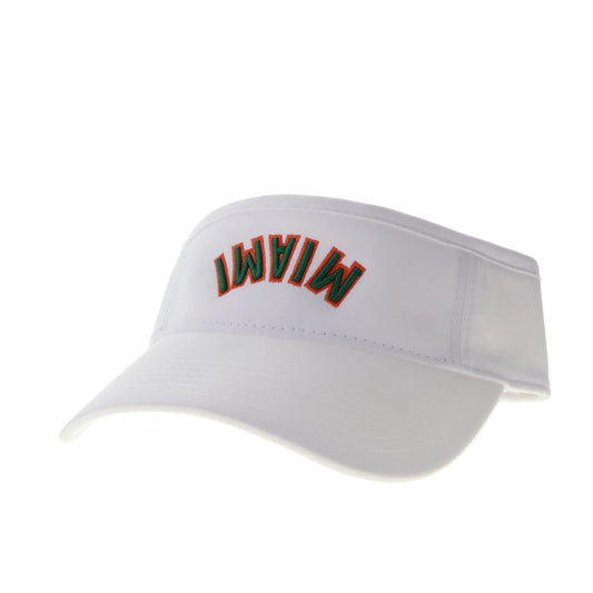 Legacy Miami Hurricanes White Upside Down “Miami” Cool Fit Visor