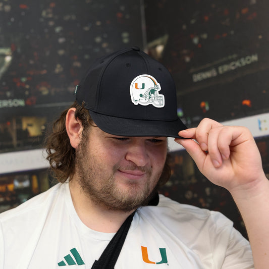 Legacy Miami Hurricanes Black Football Helmet Patch Adjustable Hat