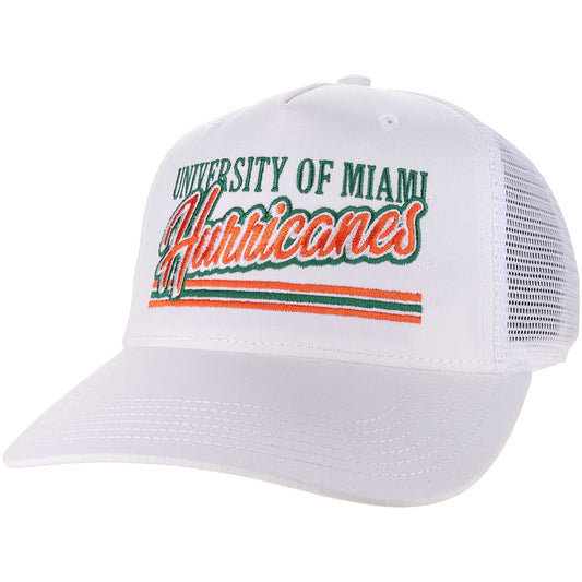 Legacy Miami Hurricanes White University of Miami Roadie Trucker Rope Hat